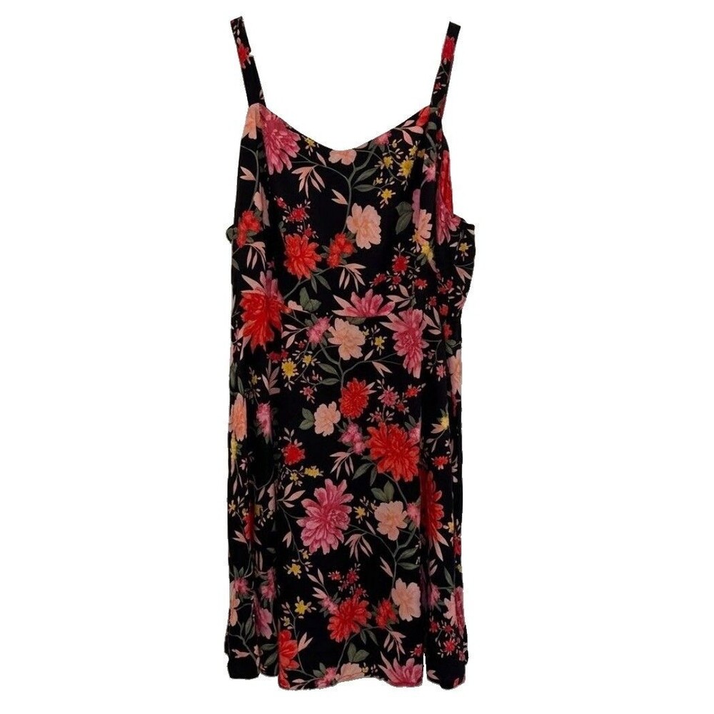 Old Navy Floral Swing Dress Women 4XL Black Adjustable Strap Plus Size romantic